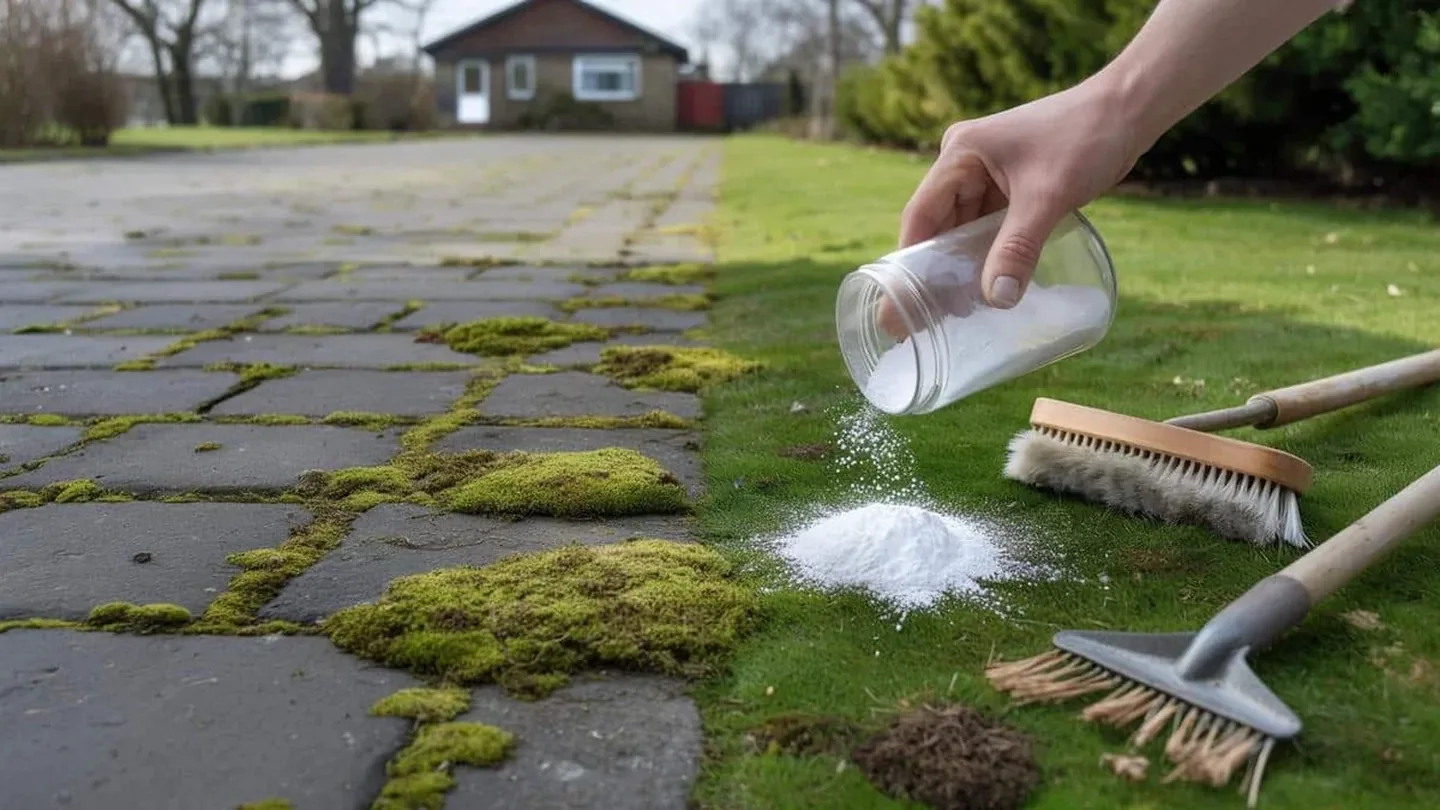 Addio muschio su vialetto e prato: il metodo semplice con una sola comune ingrediente da cucina