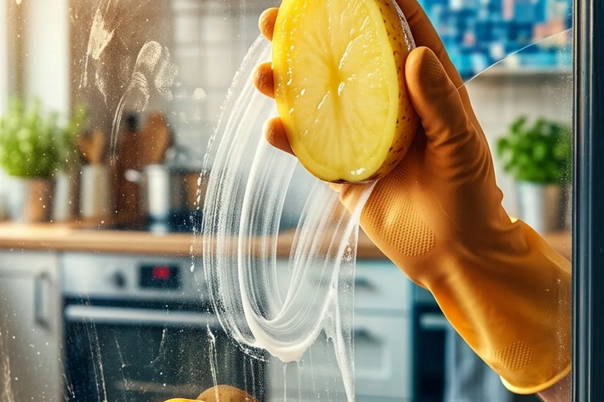 Lava i vetri con una patata tagliata a metà: il trucco per non vedere più aloni