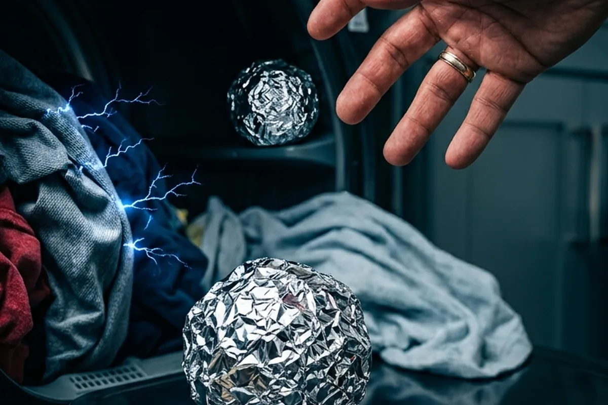 Metti una pallina di stagnola nell'asciugatrice: il segreto per vestiti morbidissimi