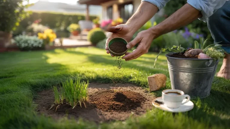 Prato più fitto e forte con i fondi di caffè: il metodo naturale che non ti aspetti