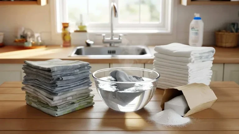 Strofinacci grigi e maleodoranti? Il trucco economico con il detersivo che batte la candeggina