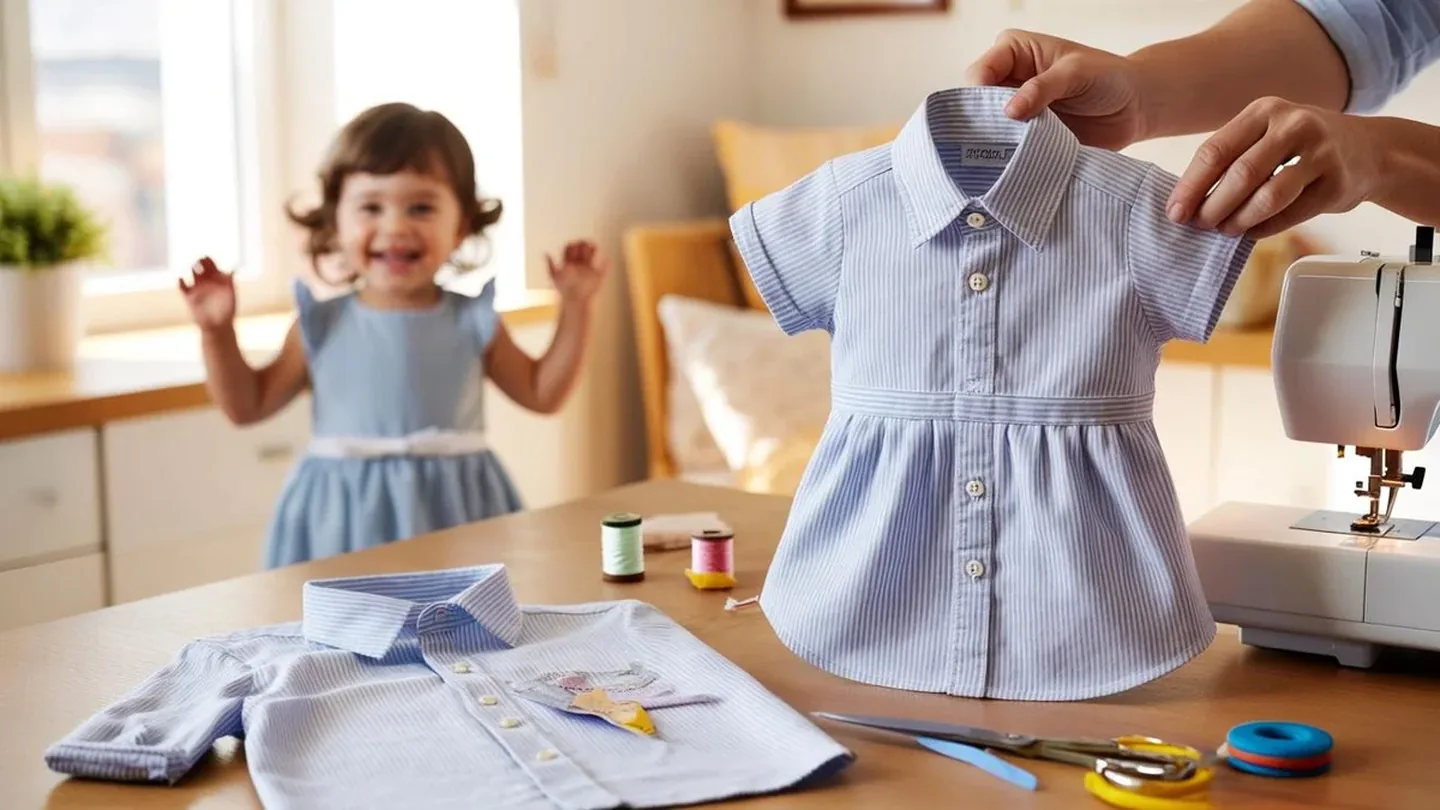 Trasforma una vecchia camicia da uomo in adorabili vestitini per bambini con un semplice trucco